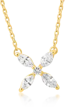 Lant cu pandantiv din aur galben de 14K cu diamante de 0.36ct