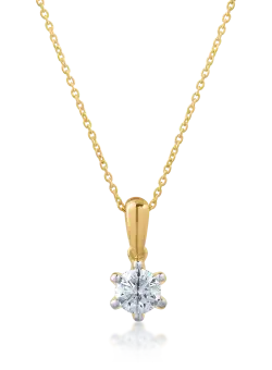 Lant cu pandantiv din aur galben de 18K cu diamant de 0.305ct