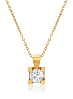 Lant cu pandantiv din aur galben de 18K cu diamant de 0.4ct