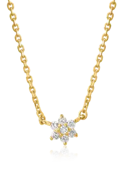 Lant cu pandantiv din aur galben de 18K cu diamante de 0.08ct