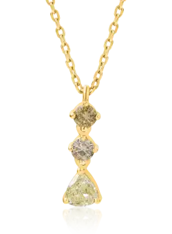 Lant cu pandantiv din aur galben de 18K cu diamante galbene de 0.39ct