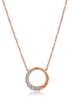 Lant cu pandantiv din aur roz cu diamante de 0.19ct