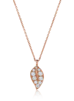 Lant cu pandantiv din aur roz cu diamante de 0.25ct