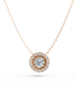 Lant cu pandantiv din aur roz de 14K