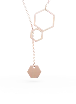 Lant cu pandantiv din aur roz de 14K