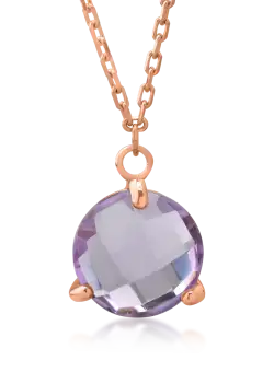 Lant cu pandantiv din aur roz de 14K