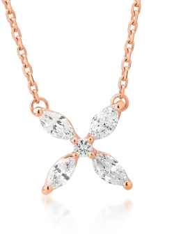 Lant cu pandantiv din aur roz de 14K cu diamante de 0.33ct