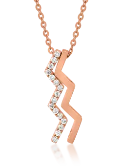 Lant cu pandantiv din aur roz de 18K cu diamante de 0.102ct
