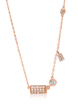 Lant cu pandantiv din aur roz de 18K cu diamante de 0.275ct