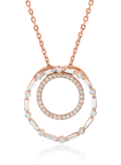 Lant cu pandantiv din aur roz de 18K cu diamante de 0.28ct