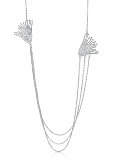 Lant cu pandantiv floare din aur alb