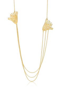 Lant cu pandantiv floare din aur galben