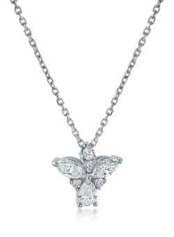 Lant cu pandantiv fluture din aur alb cu diamante de 0.51ct