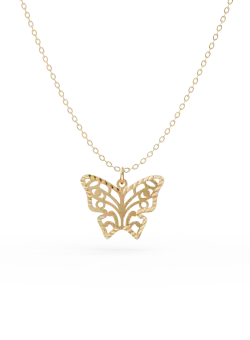 Lant cu pandantiv fluture din aur galben