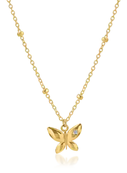 Lant cu pandantiv fluture din aur galben cu diamant de 0.006ct