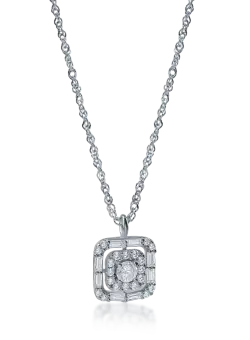 Lant cu pandantiv geometric din aur alb