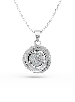 Lant cu pandantiv geometric din aur alb cu diamante de 0.3ct