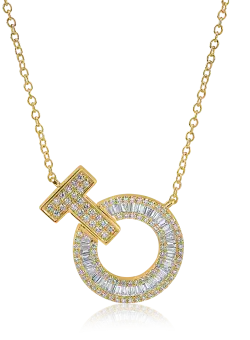 Lant cu pandantiv geometric din aur galben cu diamante de 0.6ct