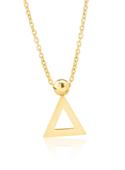 Lant cu pandantiv geometric din aur galben de 14K