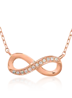 Lant cu pandantiv infinit din aur roz cu diamante de 0.03ct