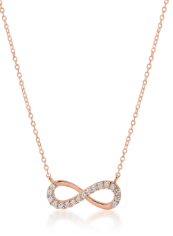 Lant cu pandantiv infinit din aur roz cu zirconii