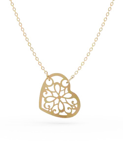 Lant cu pandantiv inima din aur galben