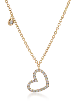 Lant cu pandantiv inima din aur galben cu diamante de 0.18ct