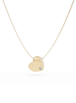 Lant cu pandantiv inima din aur galben cu zirconia