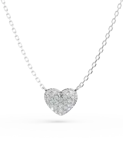 Lant cu pandantiv inima si zirconii din aur alb