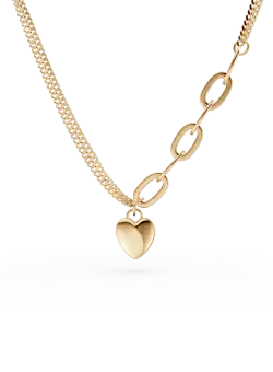 Lant cu pandantiv inimioara din aur galben