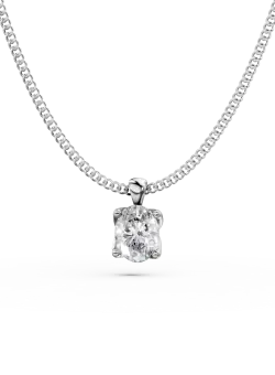 Lant cu pandantiv Lotus din aur alb cu diamant solitaire de 0.2ct creat in laborator