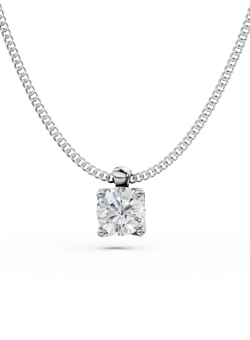 Lant cu pandantiv Lotus din aur alb cu diamant solitaire de 0.2ct creat in laborator