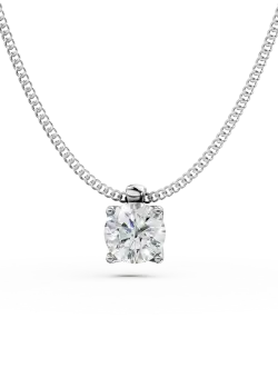 Lant cu pandantiv Lotus din aur alb cu diamant solitaire de 0.3ct creat in laborator