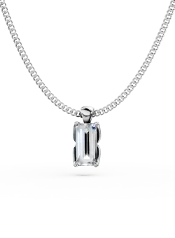 Lant cu pandantiv Lotus din aur alb cu diamant solitaire de 0.4ct creat in laborator