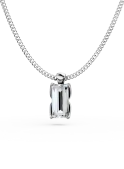 Lant cu pandantiv Lotus din aur alb cu diamant solitaire de 0.5ct creat in laborator