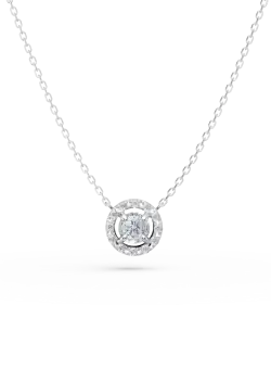 Lant cu pandantiv minimalist din aur alb cu diamante de 0.2ct