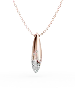 Lant cu pandantiv minimalist din aur roz cu diamante de 0.1ct