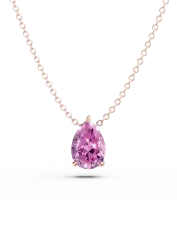 Lant cu pandantiv minimalist si zirconia mov din aur roz