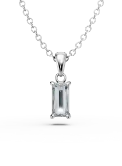 Lant cu pandantiv minimalist si zirconia solitaire din aur alb