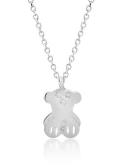 Lant cu pandantiv ursulet pentru copii din aur alb de 14K