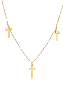 Lant cu pandantive cruce din aur galben