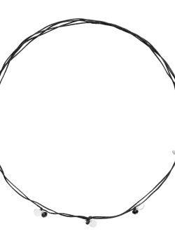 Lant cu snur si banuti din aur alb de 14K