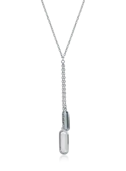 Lant din aur alb cu pandantive cu zirconia solitaire