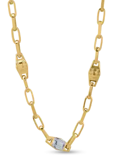 Lant din aur alb-galben pentru barbati