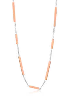 Lant din aur alb-roz de 14K