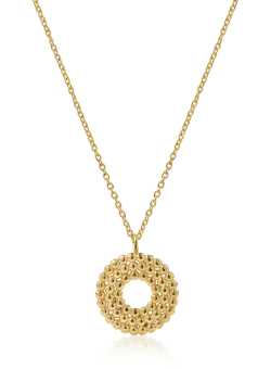 Lant din aur galben cu pandantiv geometric