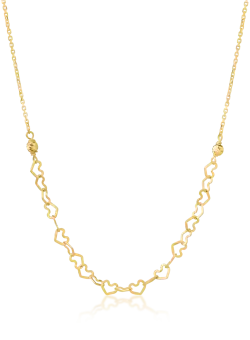 Lant din aur galben cu pandantiv inimioare