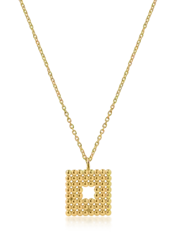 Lant din aur galben cu pandantiv patrat