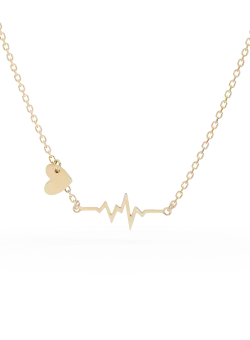 Lant din aur galben cu pandantive puls si inima