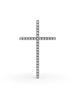 Pandantiv cruce din aur alb de 18K cu diamante de 0.253ct